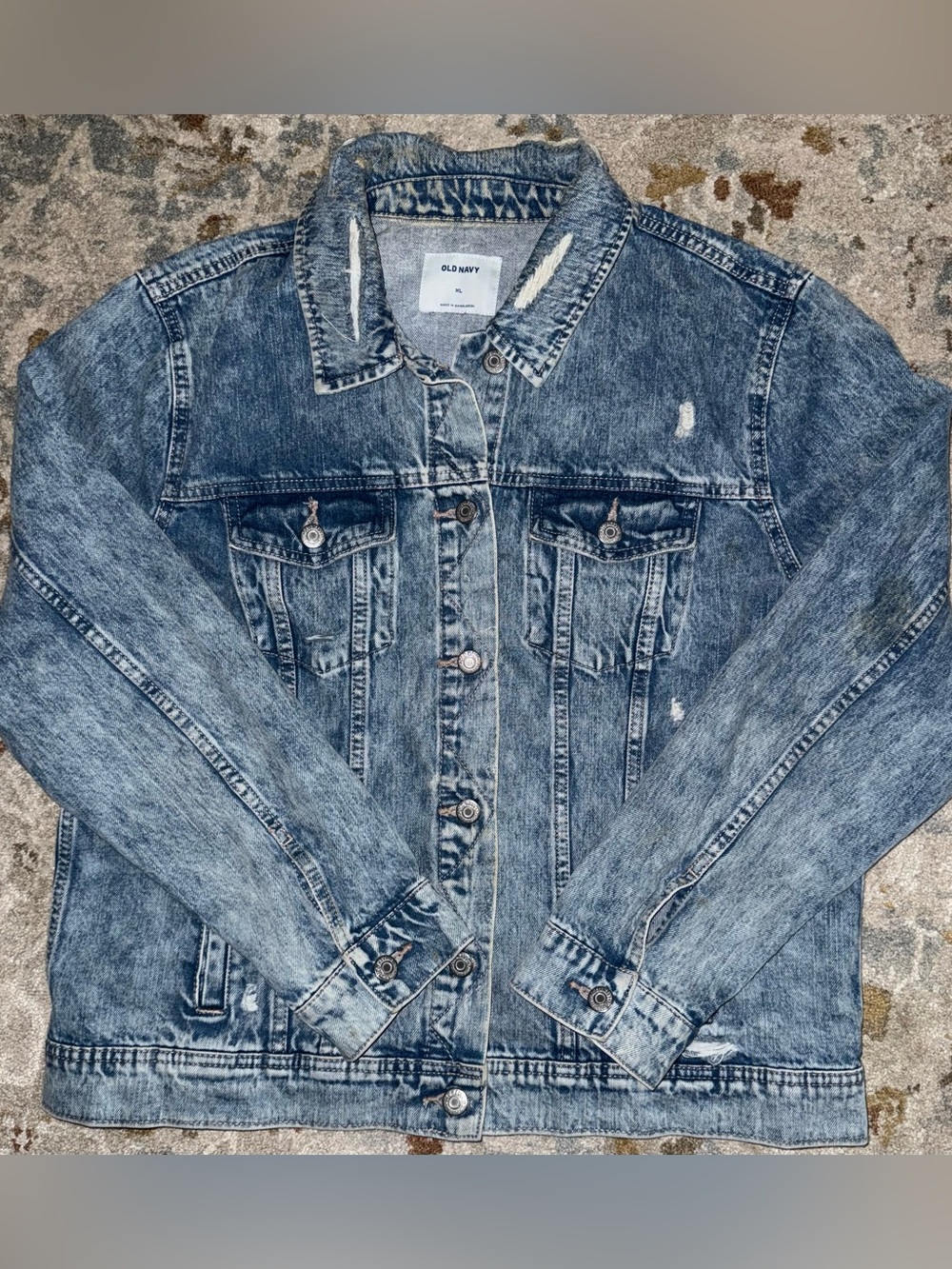 Old Navy Faded Blue Distressed Denim Jacket
